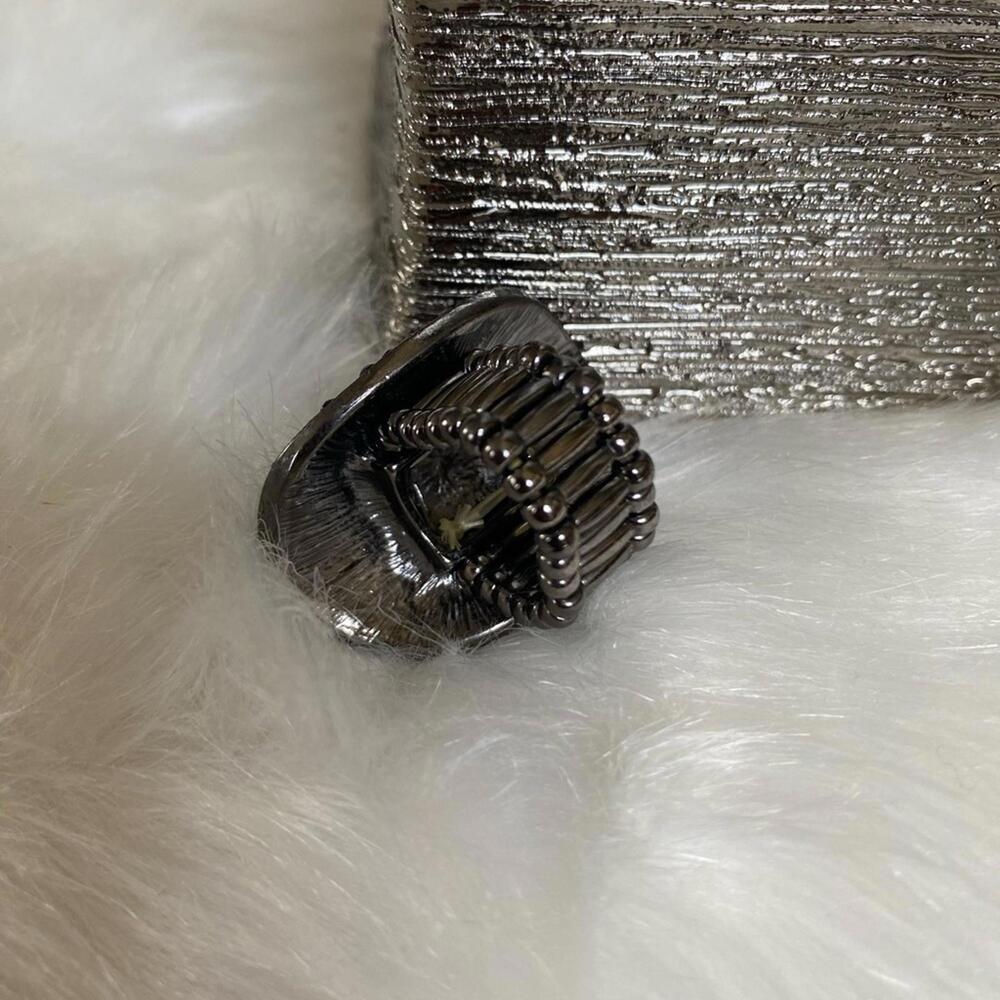 Black Beaded Statement Ring - image 2